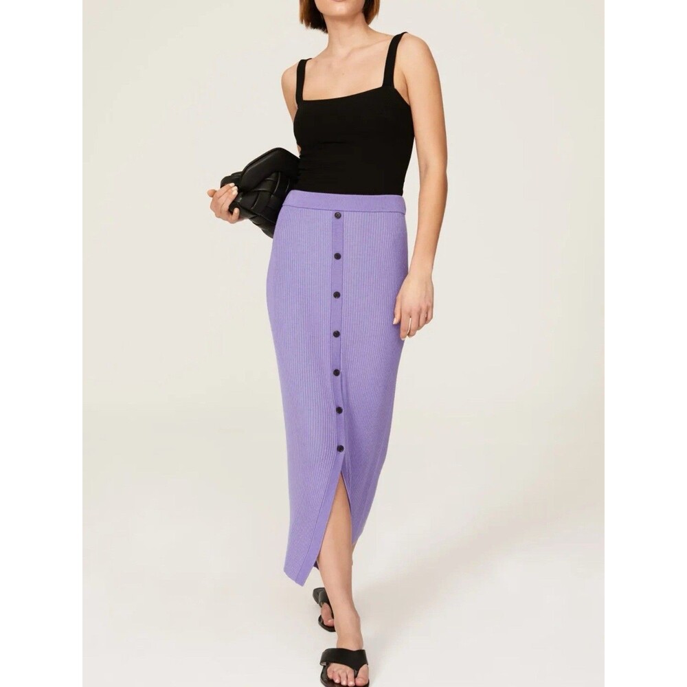 NEW NAADAM Size S Small Merino Silk Midi Knit Long Skirt Purple Violet MSRP$150